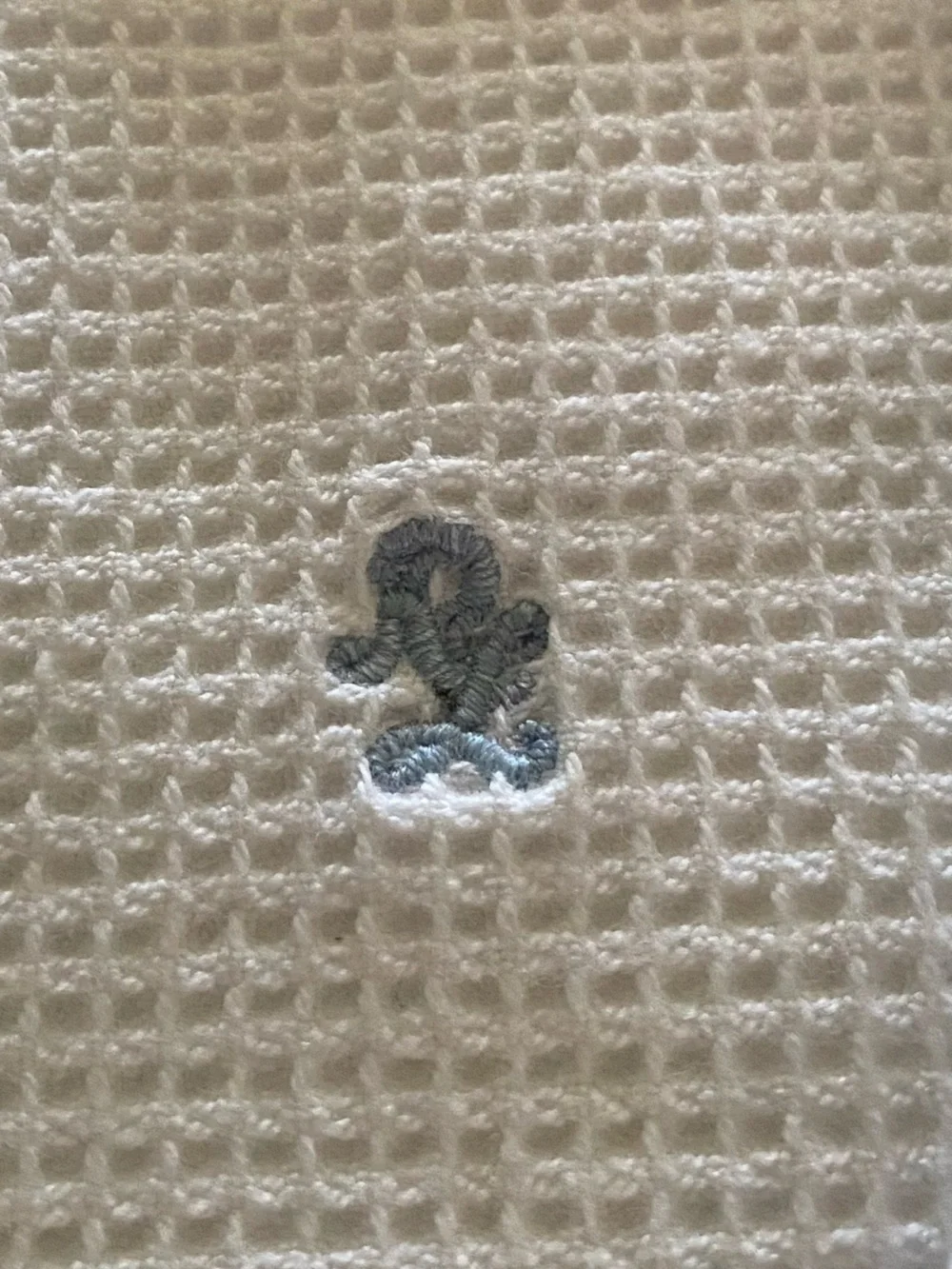 Ralph Lauren White Baby Waffle Knit Cardigan with Light Blue Trim
